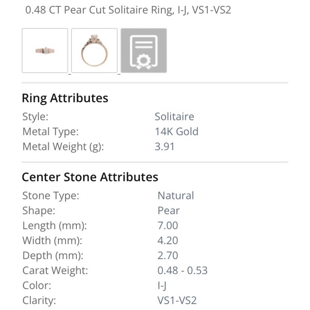 Beautiful Pear Shaped Diamond Engagement Ring - Picture 3 of 9